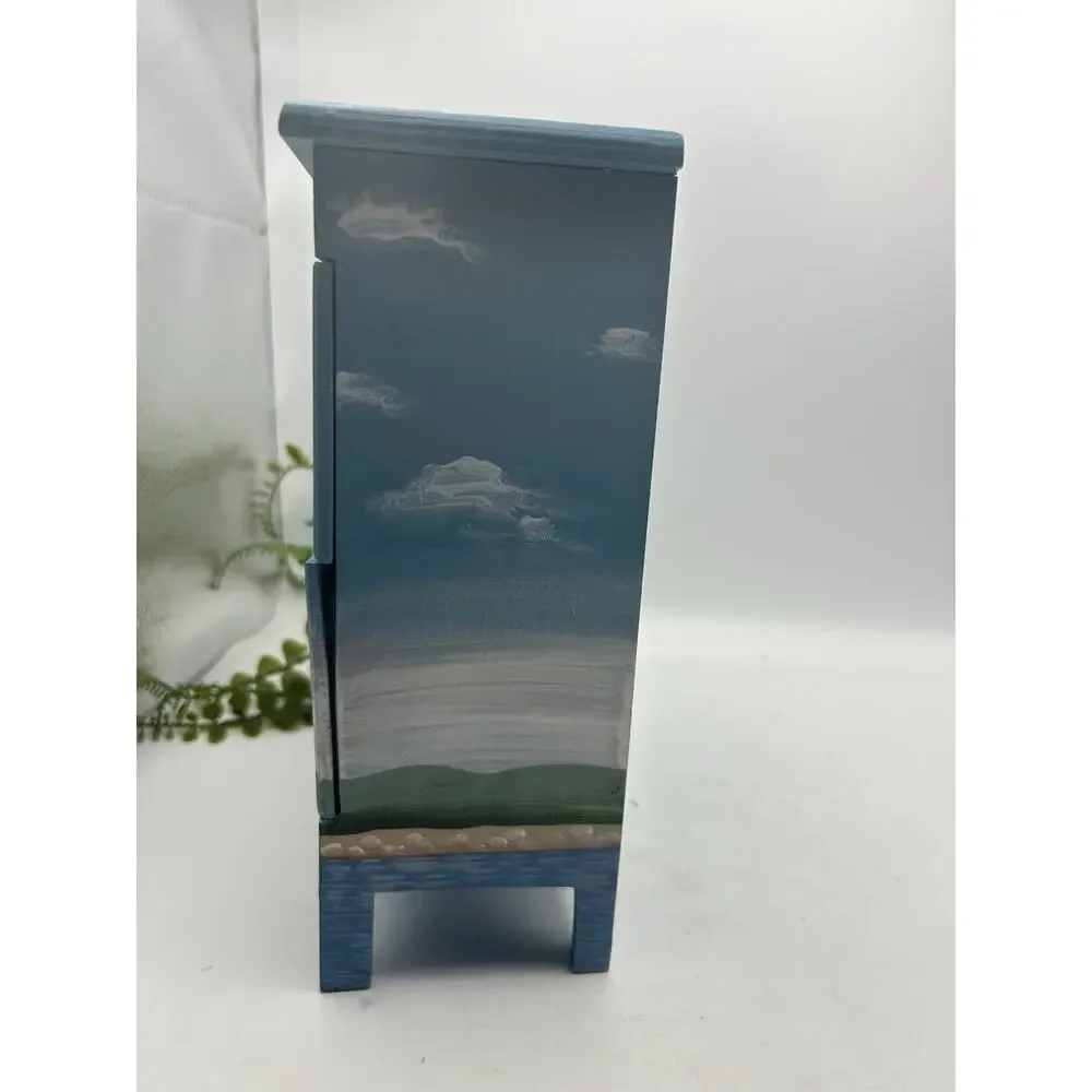 Nautical Lighthouse and Sailboat Mini Wooden Chest